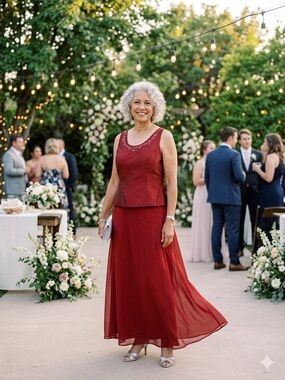 Michaelangelo Sleeveless Burgundy Maxi Dress with Beaded Neckline